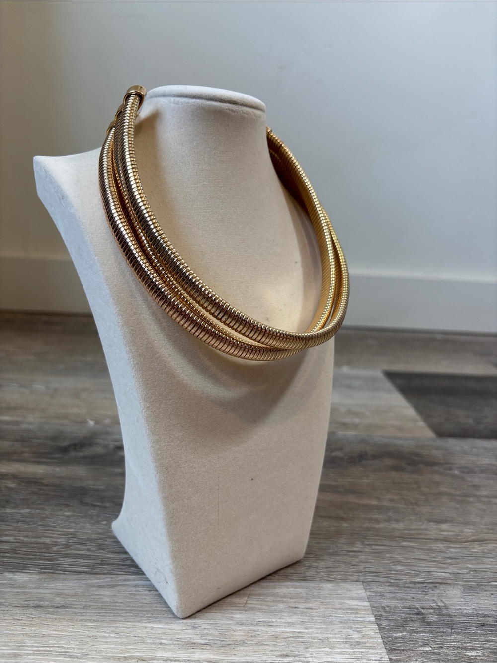Gold Tone Multi-Strand Collar Necklace - Elegant Women Jewelry